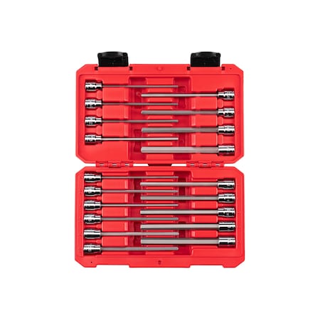 3/8 Inch Drive Long Hex Bit Socket Set, 19-Piece (1/8-3/8 In., 3-10 Mm)